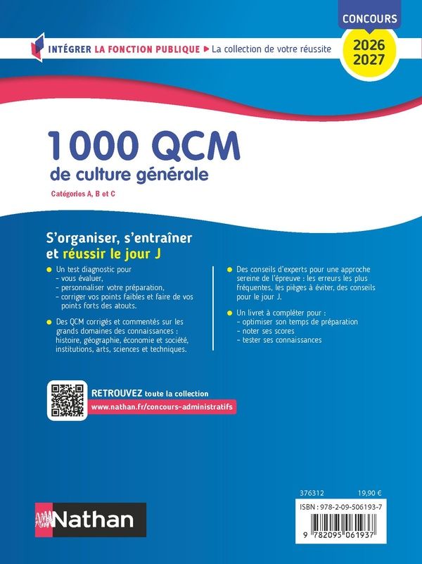 Quatrième de couverture de « 1000 QCM de culture générale : histoire, géographie, économie et société, institutions, arts, sciences et techniques »