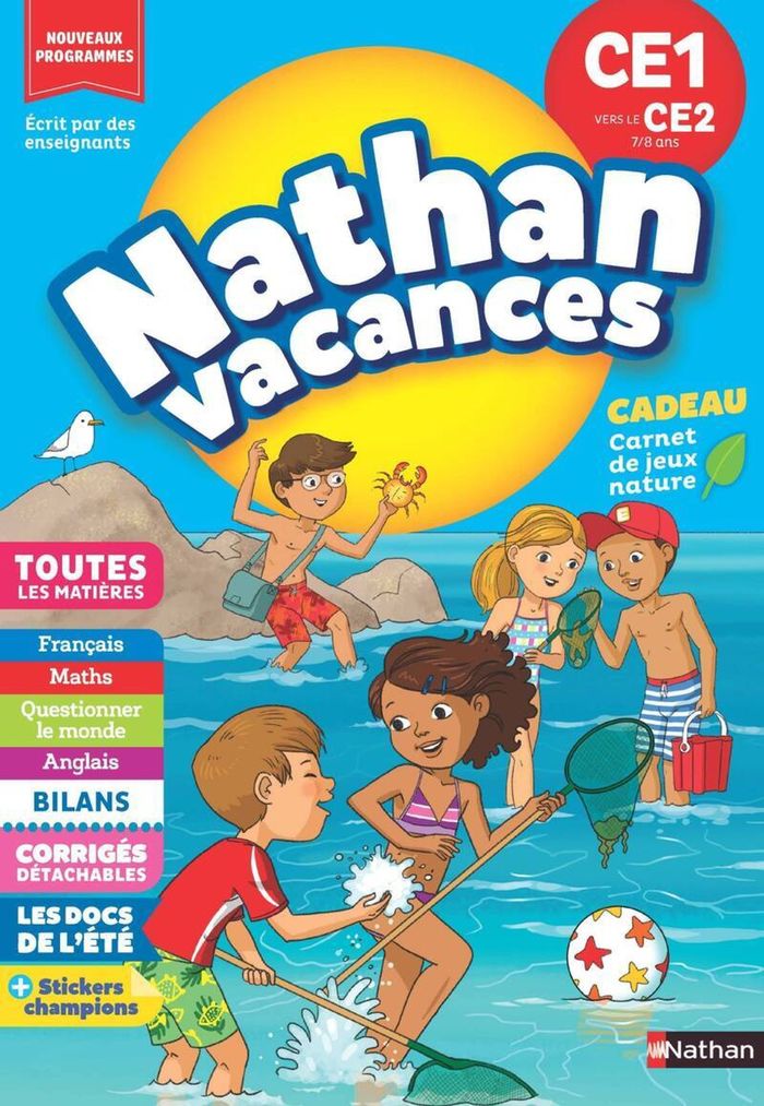 Couverture du livre « NATHAN VACANCES CE1 VERS LE CE2 7/8 ANS », librairie Les Contes Infusés à Corte