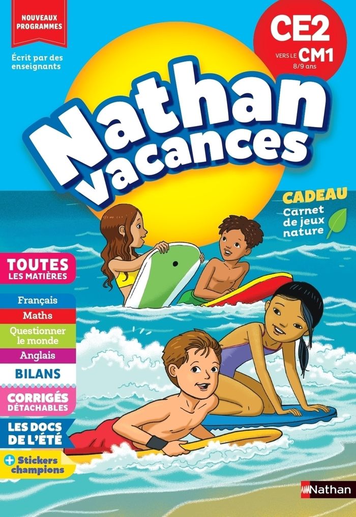 Couverture du livre « NATHAN VACANCES CE2 VERS LE CM1 8/9 ANS » de Petit-Jean/nord, librairie Les Contes Infusés à Corte
