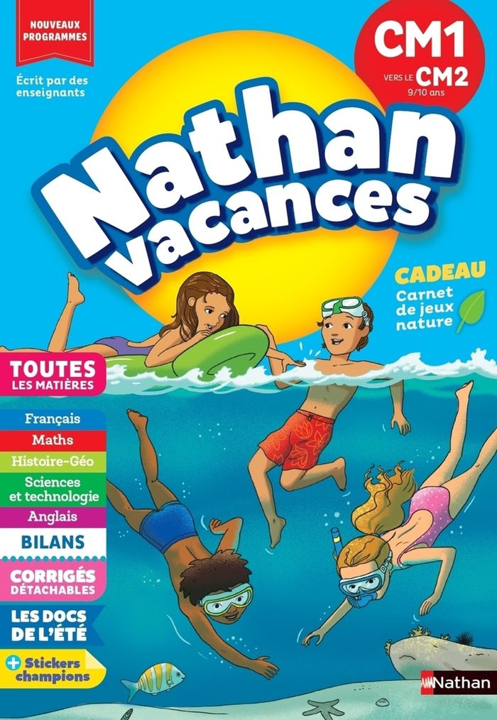 Couverture du livre « NATHAN VACANCES CM1 VERS LE CM2 9/10 ANS » de Charriere/beigel, librairie Les Contes Infusés à Corte