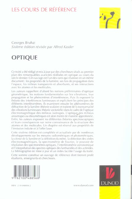 Quatrième de couverture de « OPTIQUE - 6EME EDITION »