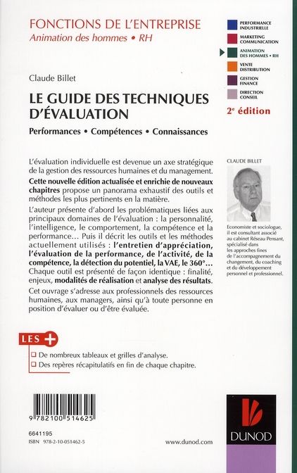 Quatrième de couverture de « Le guide des techniques d'évaluation : performances, compétences, connaissances »