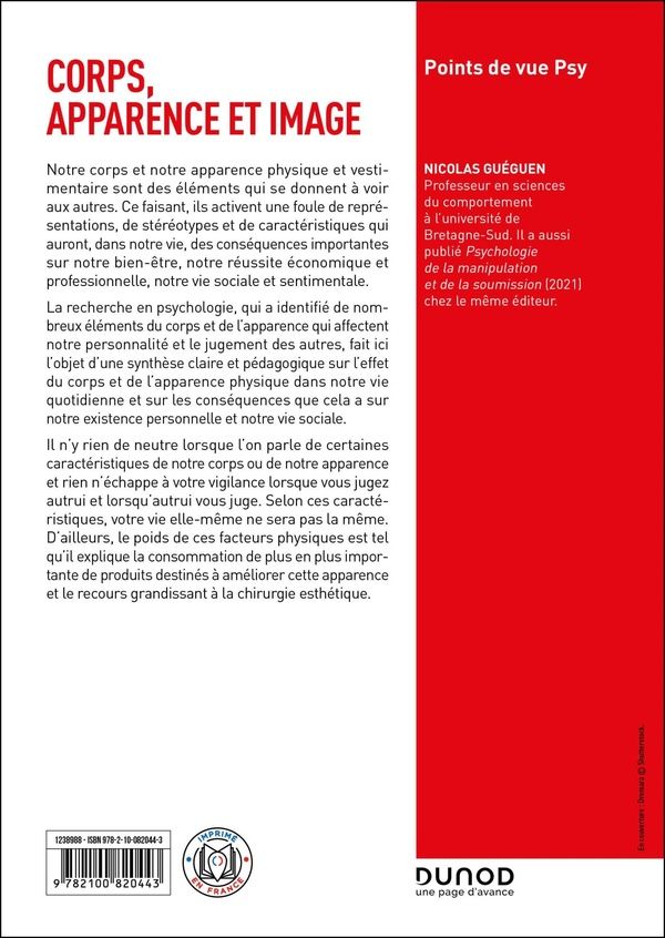 Quatrième de couverture de « Corps, apparence et image : perception, jugement et normes sociales »