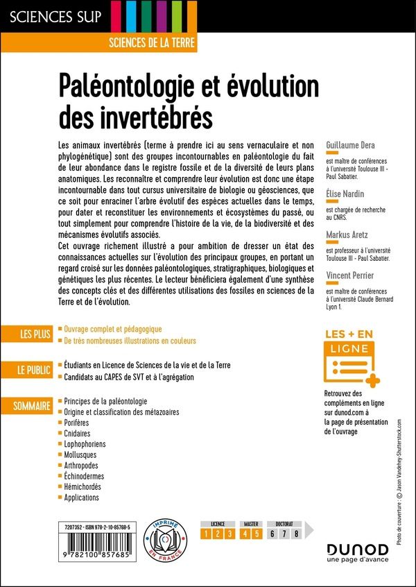 Quatrième de couverture de « Paléontologie et évolution des invertébrés »