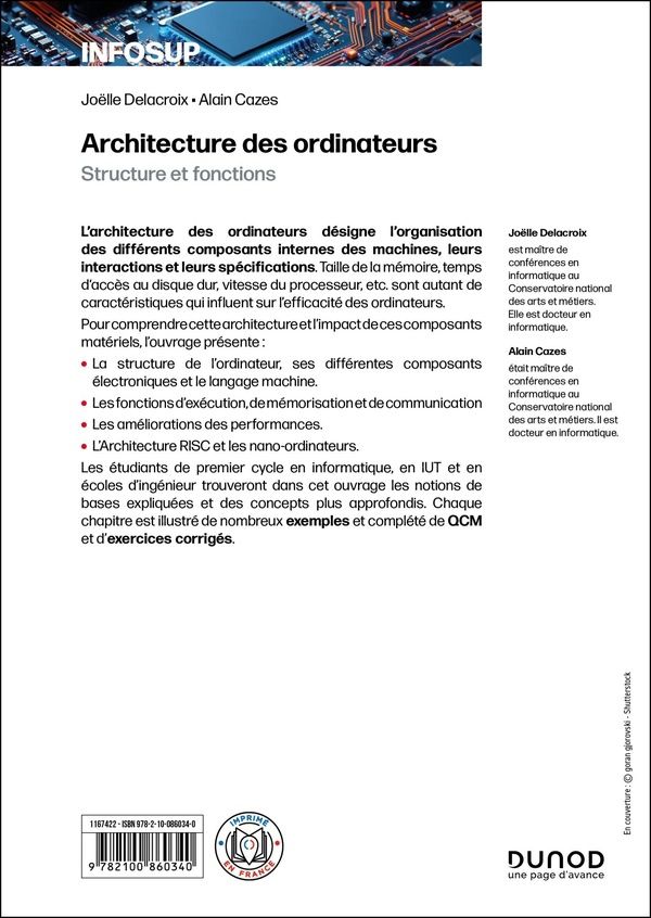 Quatrième de couverture de « Architecture des ordinateurs »