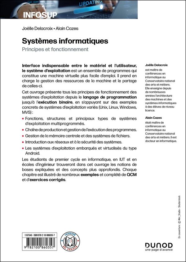 Quatrième de couverture de « Systèmes informatiques : principes et fonctionnement »