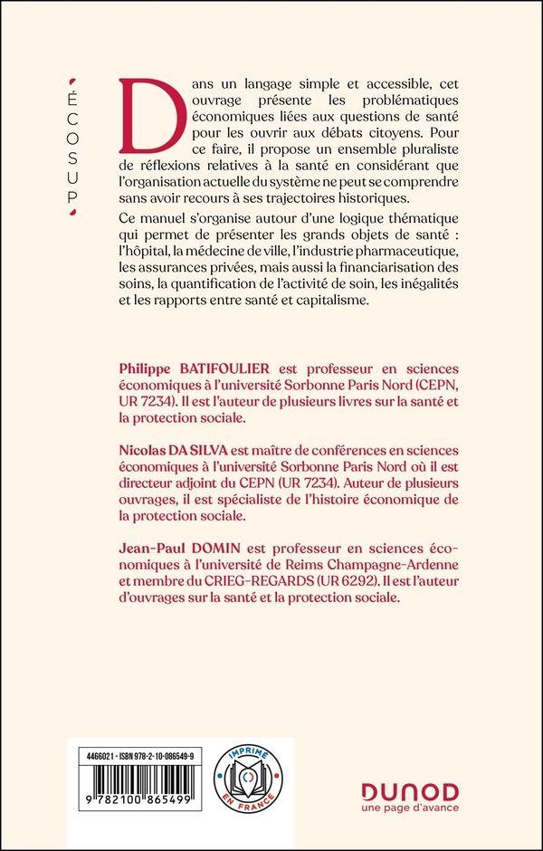 Quatrième de couverture de « Économie de la santé »