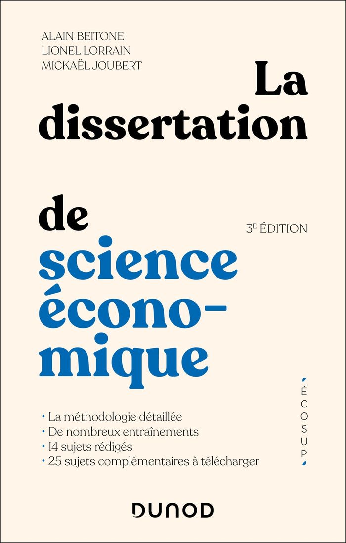 Couverture du livre « La dissertation de science économique », librairie Les Contes Infusés à Corte