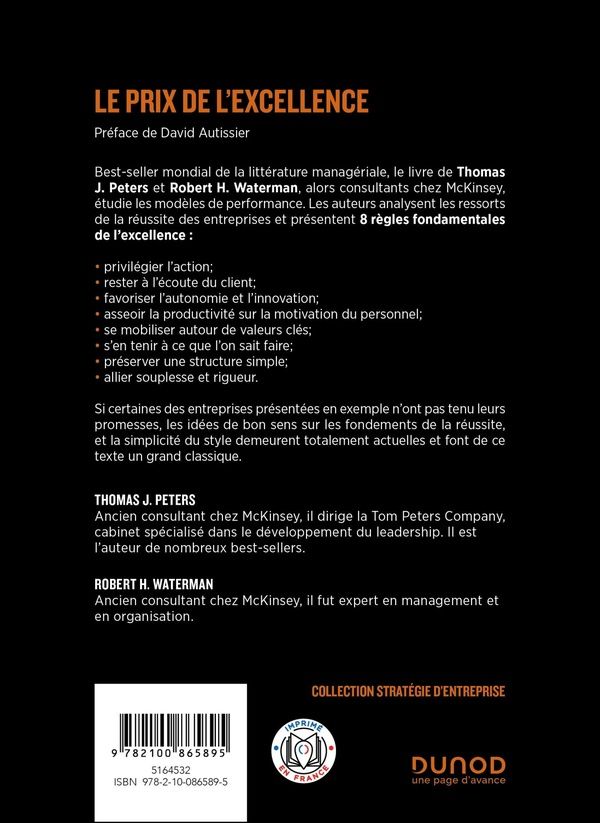Quatrième de couverture de « Le prix de l'excellence : les 8 principes fondamentaux de la performance »