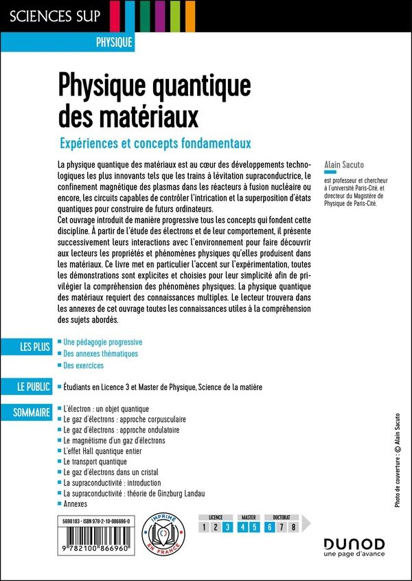 Quatrième de couverture de « Physique quantique des matériaux »