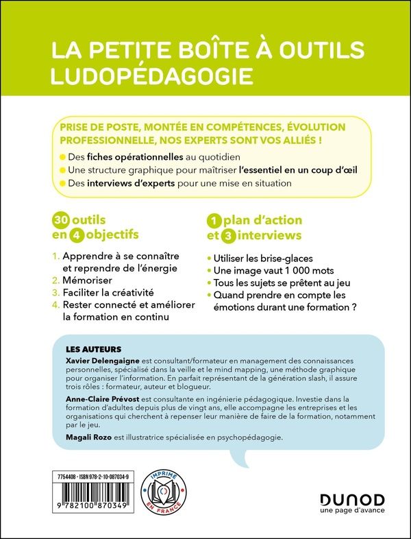Quatrième de couverture de « La petite boîte à outils de la ludopédagogie »