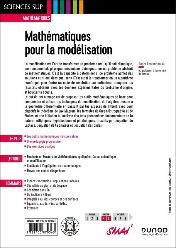 Quatrième de couverture de « Mathématiques pour la modélisation »