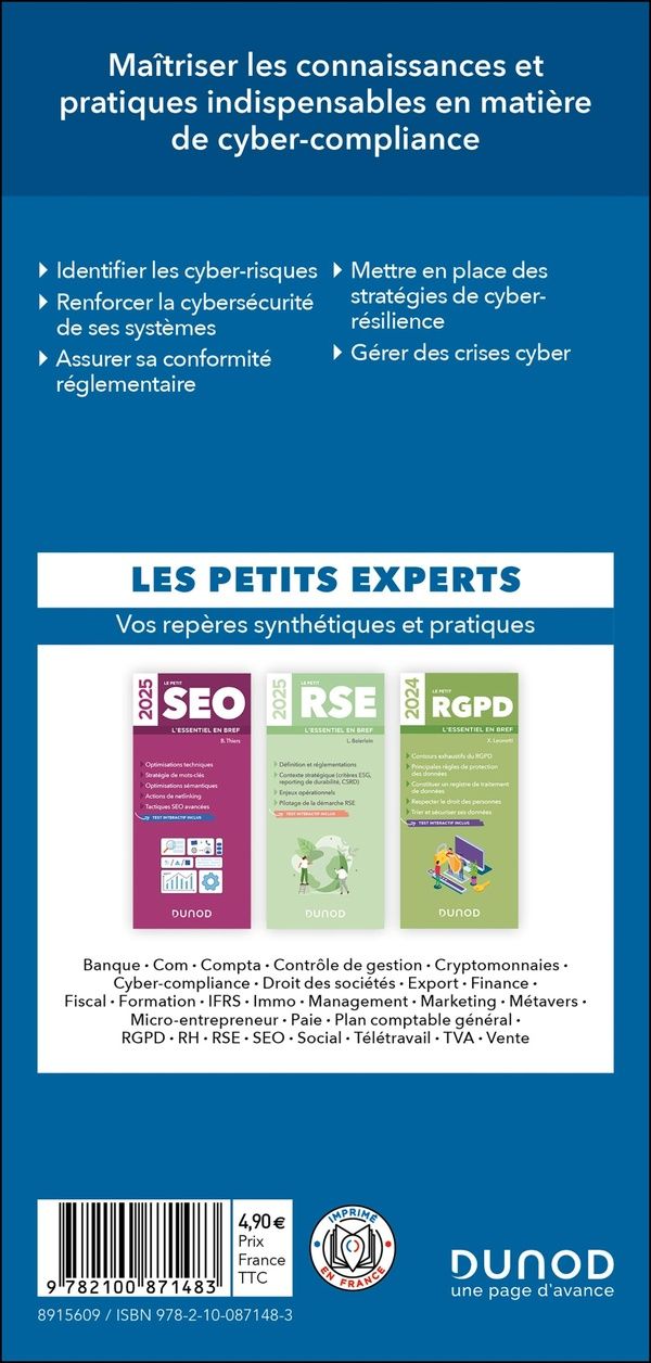 Quatrième de couverture de « Le petit cyber-compliance : l'essentiel en bref »