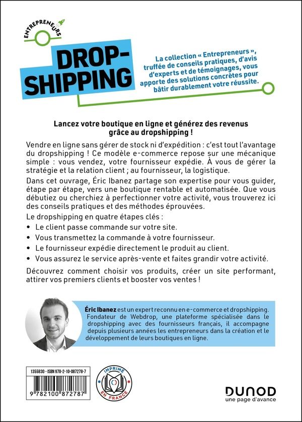Quatrième de couverture de « Drop-shipping : se lancer et réussir en e-commerce »