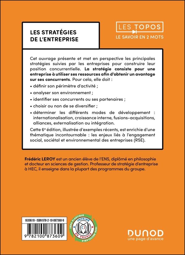 Quatrième de couverture de « Les stratégies de l'entreprise »