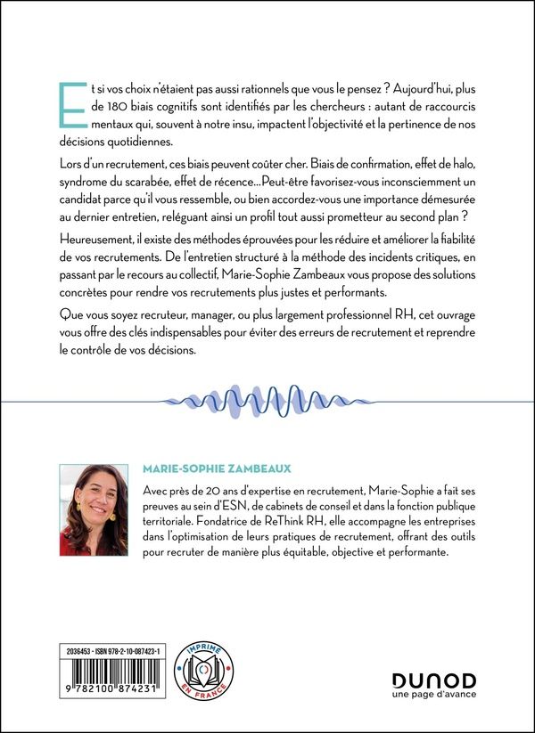 Quatrième de couverture de « Recrutement sous influence : libérez-vous des biais cognitifs »