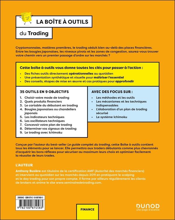 Quatrième de couverture de « La boîte à outils du trading »