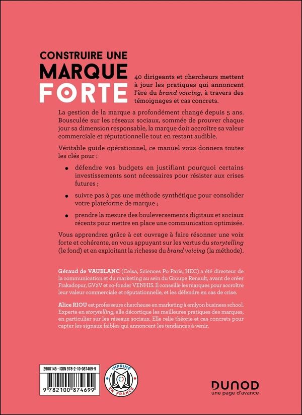 Quatrième de couverture de « Construire une marque forte : exploiter toute la richesse du brand voicing »