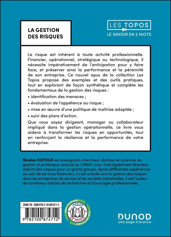 Quatrième de couverture de « La gestion des risques »