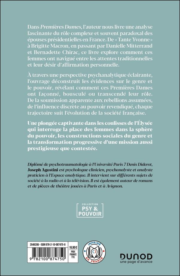 Quatrième de couverture de « Premières dames sur le divan : la place singulière des femmes de l'Élysée »