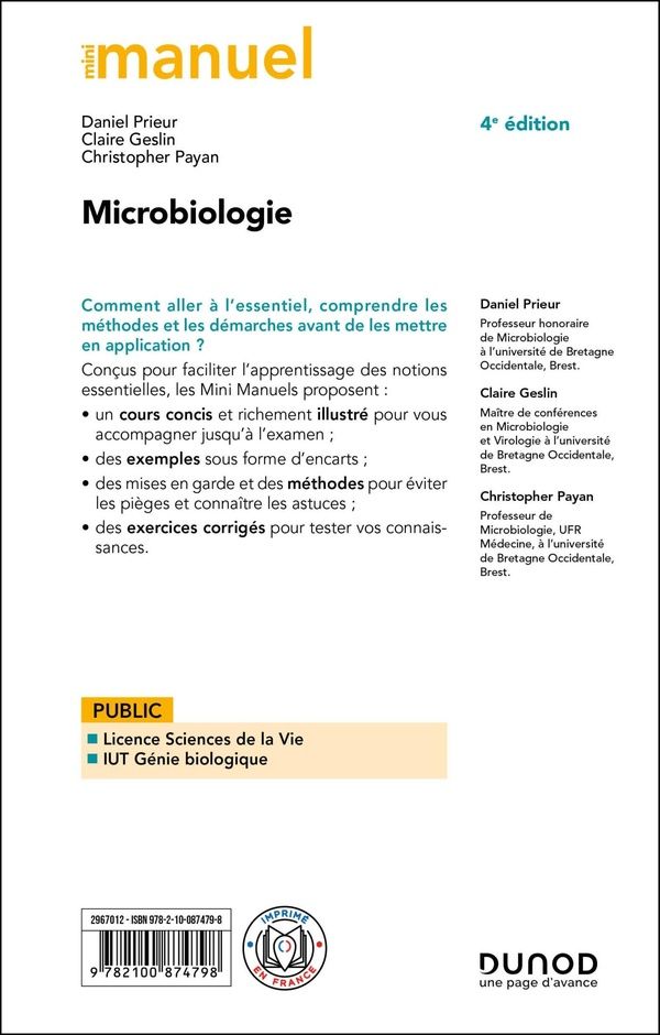 Quatrième de couverture de « Microbiologie : cours + QCM-QROC »