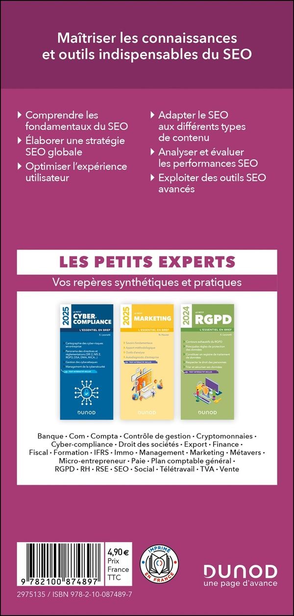 Quatrième de couverture de « Le petit SEO : l'essentiel en bref »