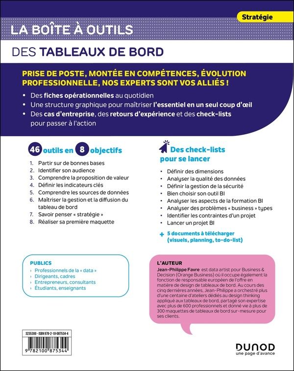Quatrième de couverture de « La boîte à outils des tableaux de bord »