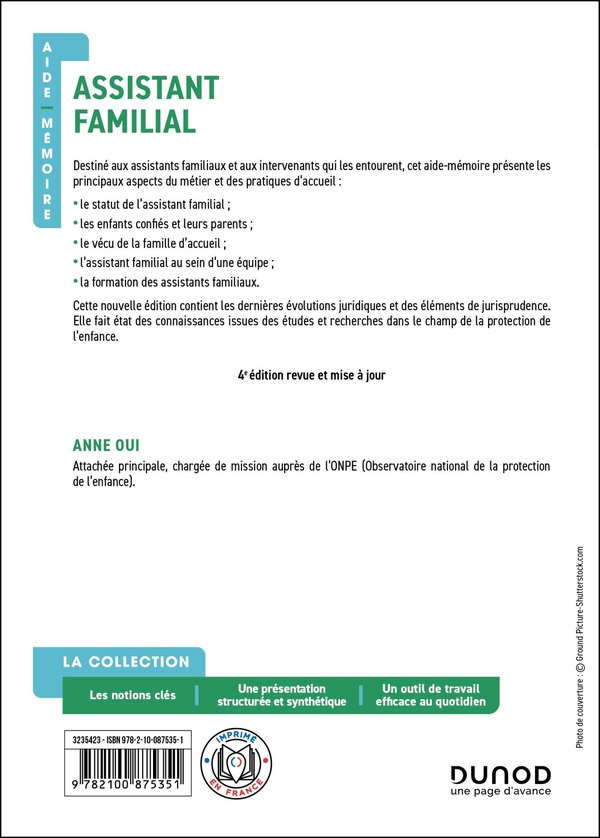 Quatrième de couverture de « Assistant familial »