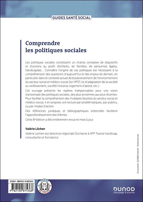 Quatrième de couverture de « Comprendre les politiques sociales »