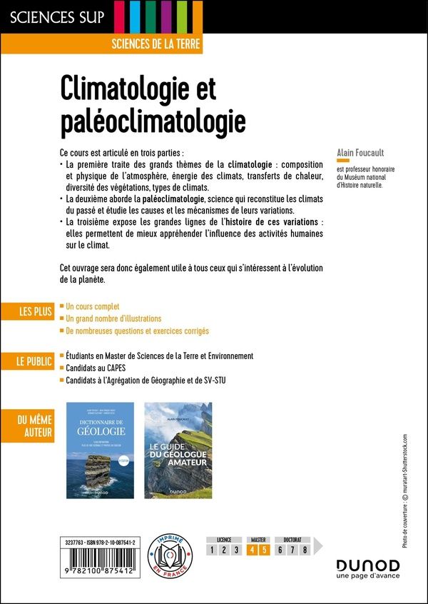 Quatrième de couverture de « Climatologie et paléoclimatologie »