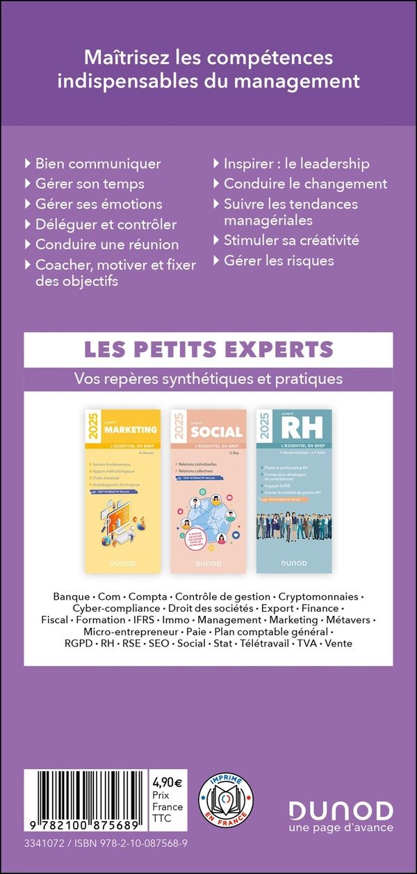Quatrième de couverture de « Le petit management : l'essentiel en bref »