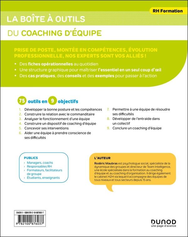 Quatrième de couverture de « La boîte à outils du coaching d'équipe »