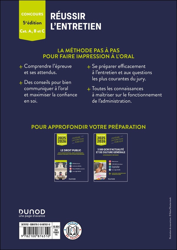 Quatrième de couverture de « Réussir l'entretien aux concours de la fonction publique : toutes les questions types décryptées »