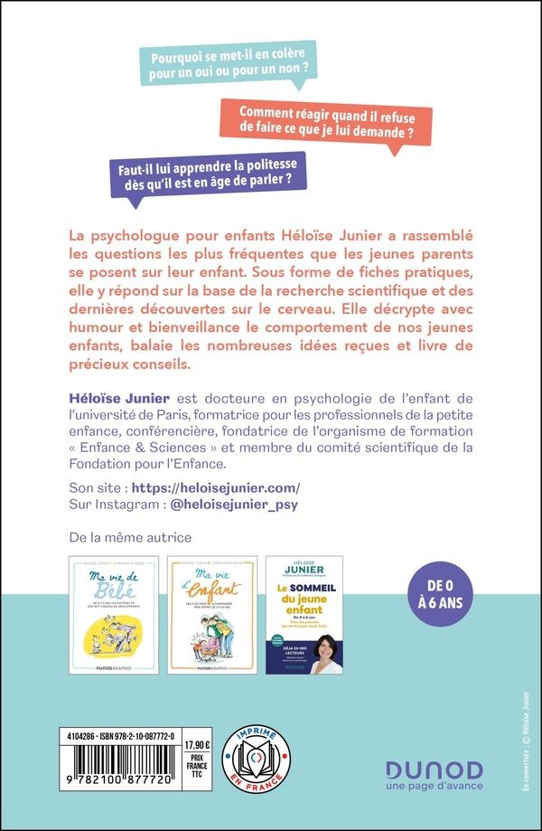 Quatrième de couverture de « Le manuel de survie des parents : décrypter et accompagner son enfant de 0 à 6 ans »