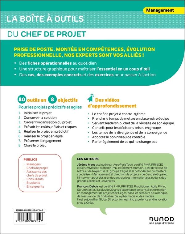 Quatrième de couverture de « La boîte à outils du chef de projet »