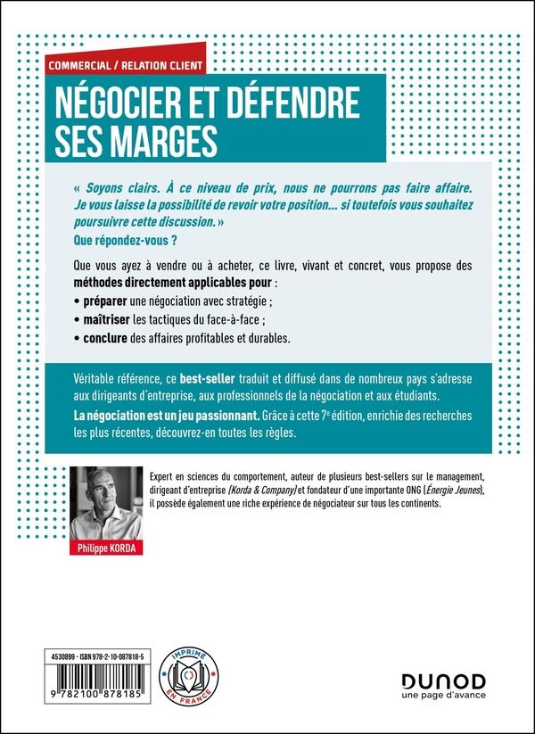 Quatrième de couverture de « Négocier et défendre ses marges : vente, achat, négociations d'affaires »