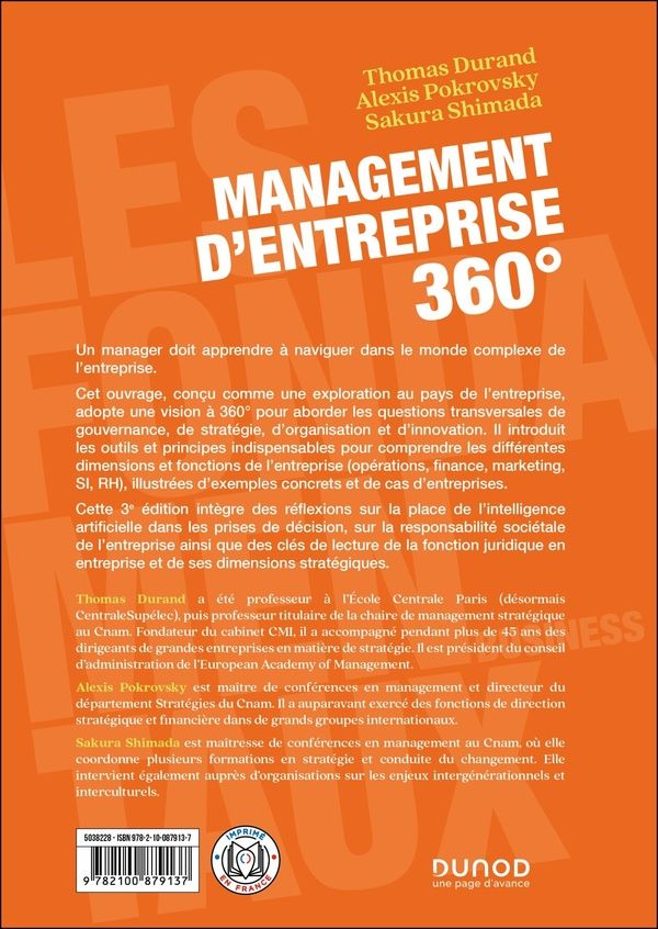 Quatrième de couverture de « Management d'entreprise 360° : tous les principes et outils à connaître »