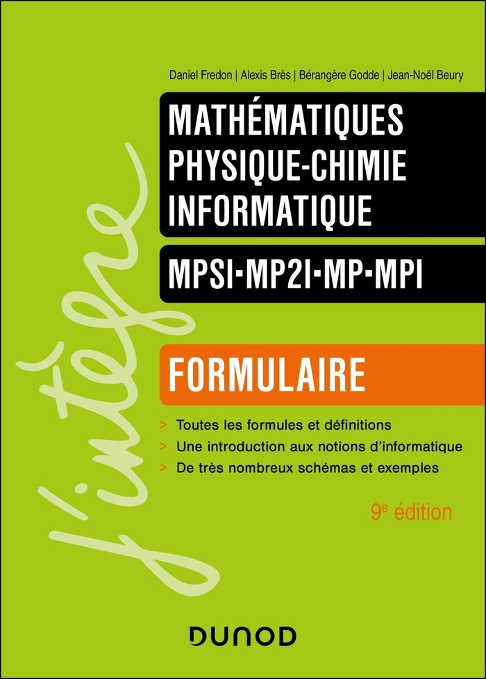 Couverture du livre « Mathématiques, physique-chimie, informatique : formulaire » de Daniel Fredon, librairie Les Contes Infusés à Corte