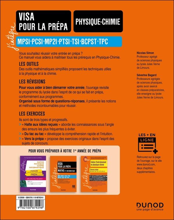 Quatrième de couverture de « Physique-chimie : MPSI, PCSI, MP2I, PTSI, TSI, BCPST, TPC »