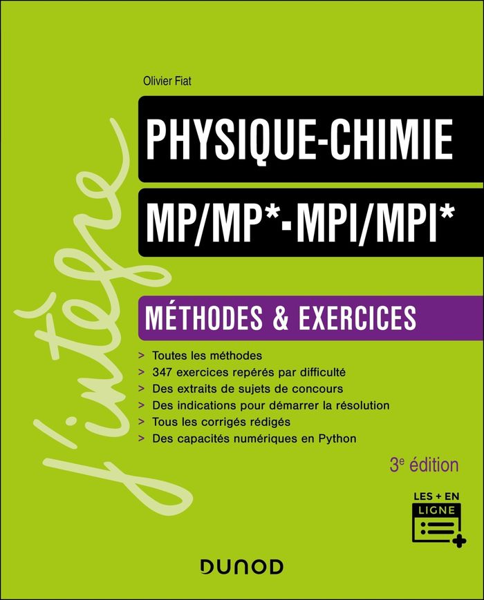 Couverture du livre « Physique-chimie MP-MP*, MPI-MPI* : méthodes & exercices » de Olivier Fiat, librairie Les Contes Infusés à Corte