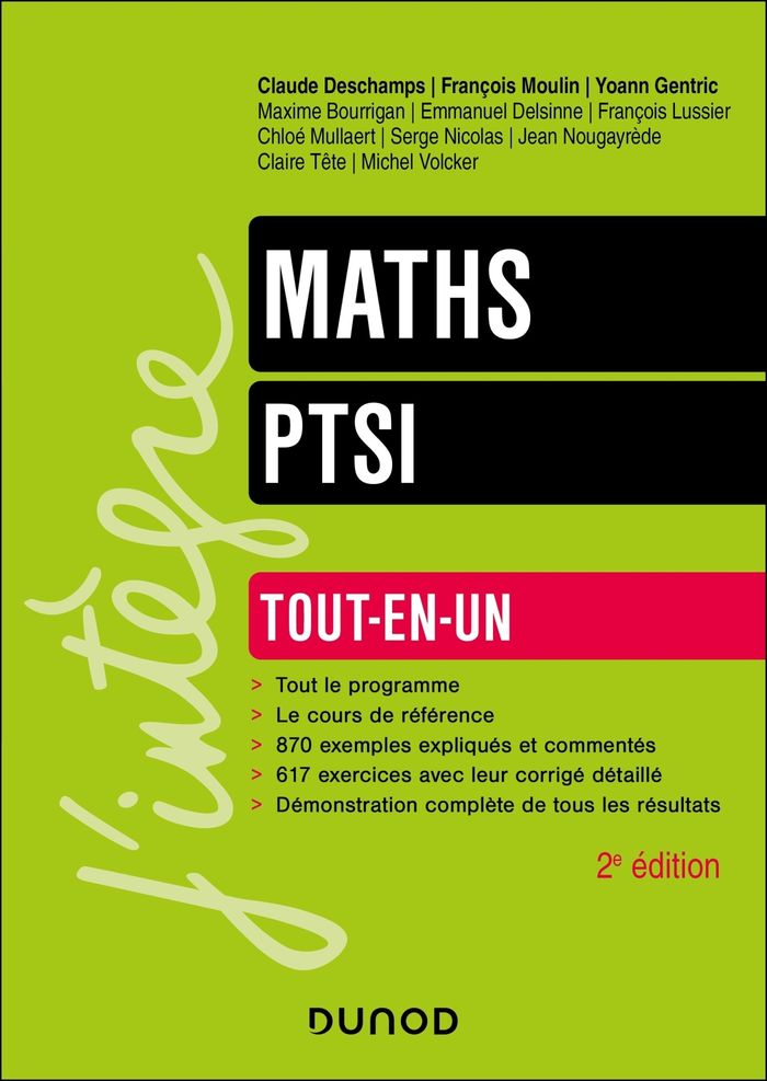 Couverture du livre « Maths, PTSI : tout-en-un » de [sous la direction de] Claude Deschamps, librairie Les Contes Infusés à Corte