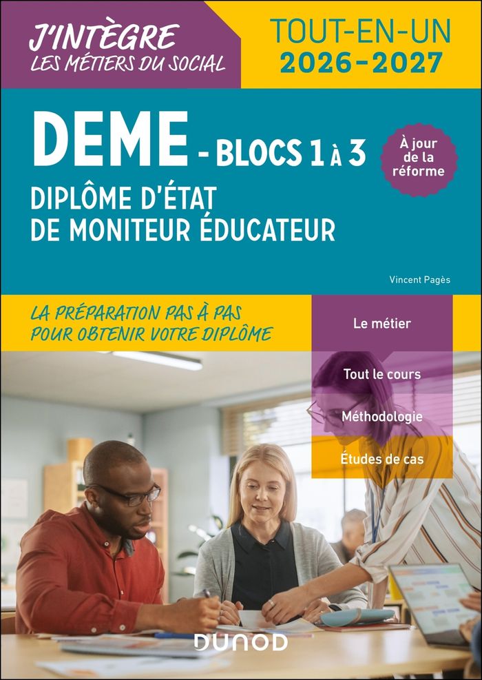 Couverture du livre « DEME, diplôme d'État de moniteur éducateur : tout-en-un, 2026-2027 » de Vincent Pagès, librairie Les Contes Infusés à Corte