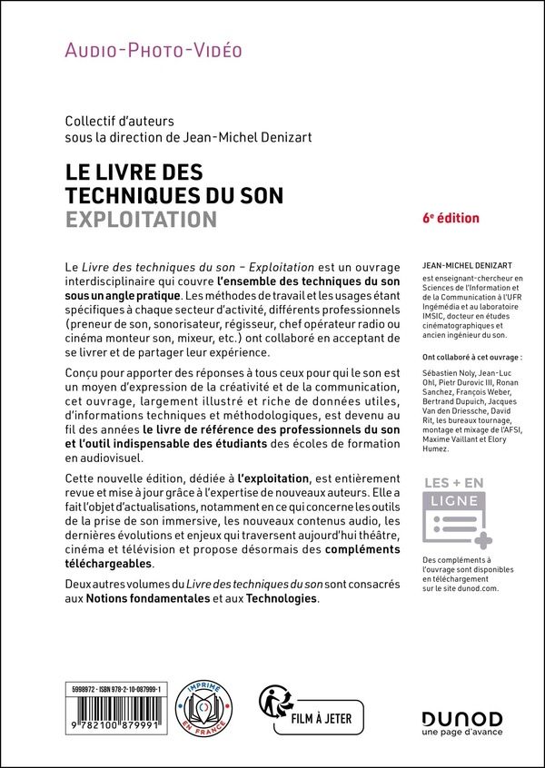 Quatrième de couverture de « Le livre des techniques du son »