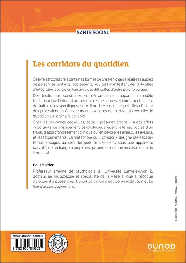 Quatrième de couverture de « Les corridors du quotidien : clinique du quotidien et éducation spécialisée en institution »