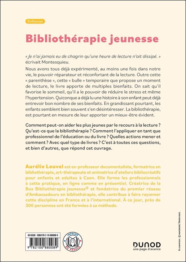 Quatrième de couverture de « Bibliothérapie jeunesse : une approche expressive et créative »
