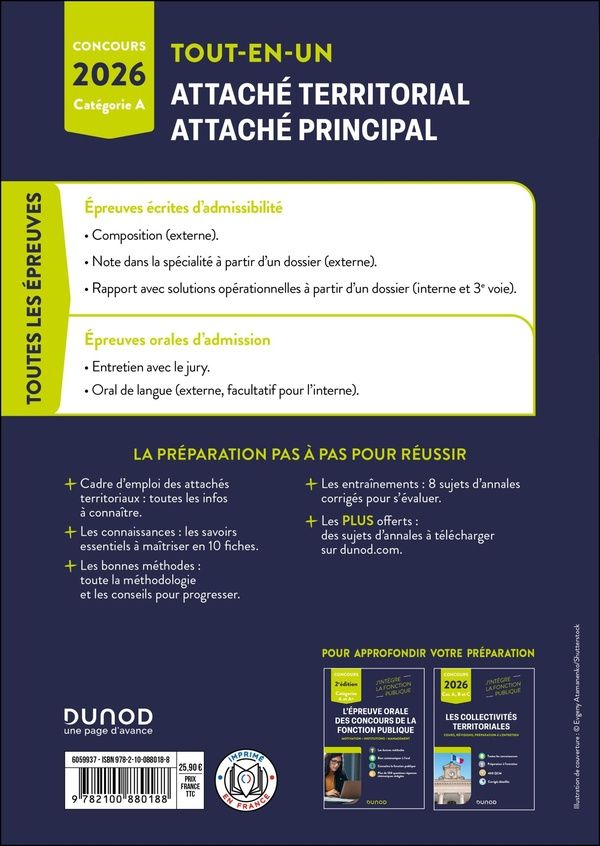 Quatrième de couverture de « Attaché territorial, attaché principal : externe, interne et 3e voie »