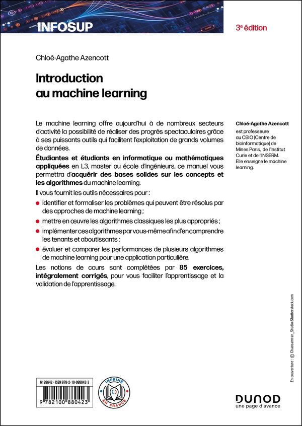 Quatrième de couverture de « Introduction au machine learning »