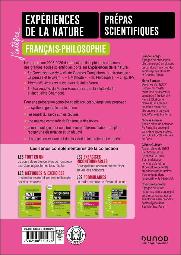 Quatrième de couverture de « Expériences de la nature : Canguilhem, Verne, Haushofer »