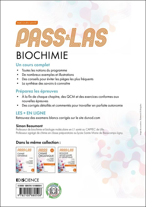 Quatrième de couverture de « PASS & LAS biochimie »
