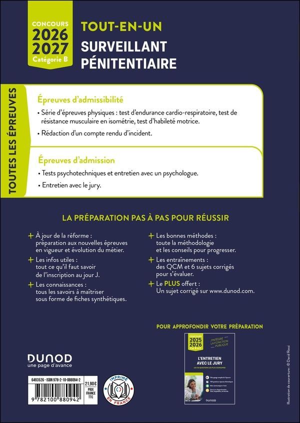 Quatrième de couverture de « Surveillant pénitentiaire : externe et interne »